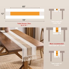 Table Runner for Home Decor with Tassels, Table Runner Macrame Burlap Table Decoration for Living Room(12x72 Inches)