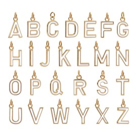 MICROAMOY 18K Gold Filled A-Z Alphabet Letters Charms,26Pcs A-Z Enamel Initial Charms Pendants,Bracelet Necklace Earrings Charms for DIY Jewelry Making (White)