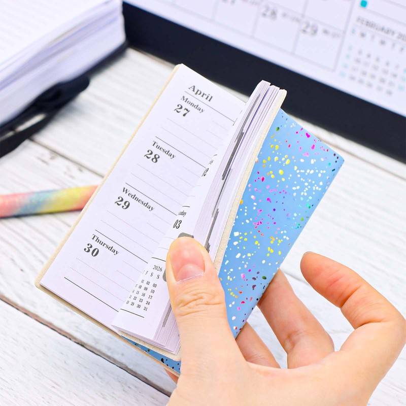 2026 Mini Pocket Planner Calendar 4"x3" for Purse Starlight Black