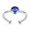 AOBOCO 925 Sterling Silver Created Sapphire Ring September Birthstone Adjustable