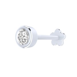 Bezel Set Diamond Nose Pin in 14K White Gold, 8MM Screw Post Lip Labret Monroe Piercing, Diamond, diamond