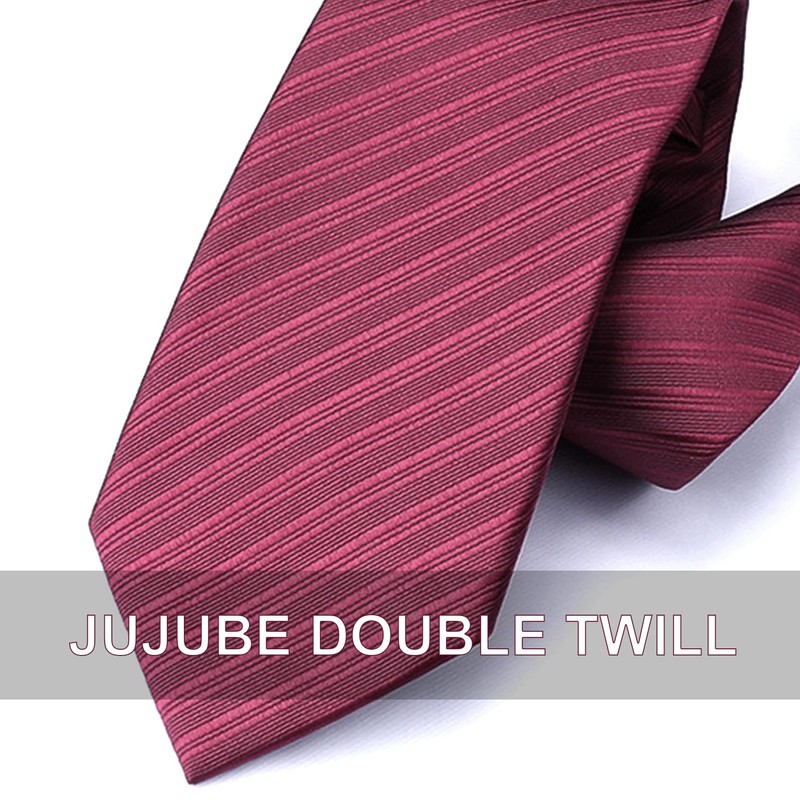 WooZuu Mens Tie Set, Burgundy Twill Man Necktie Polyester, Pocket