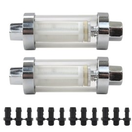 JRSHOME Universal 1/4"" 5/16"" 3/8"" Chrome Glass Reusable Washable Inline Fuel Filter 2PCS