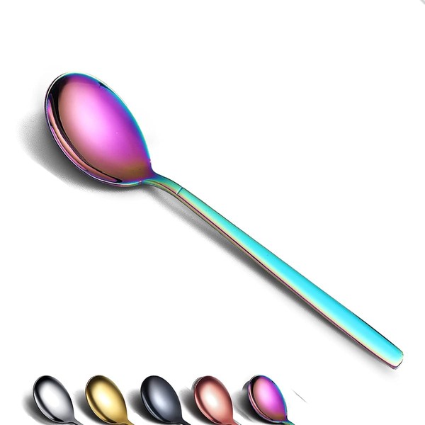 Berglander Rainbow Tablespoons of 6, Stainless Steel Titanium Shiny Colourful