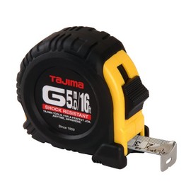 TAJIMA Tape Measure - 16 ft / 5m x 1 inch G-Series Measuring Tape with Dual Metric/Standard Scale & Acrylic Coated Blade - G-16/5MBW