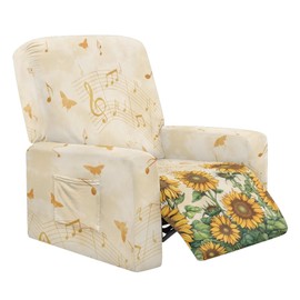 ZUXONGSY Sunflower Recliners Covers Washable 4-Pieces Lift Chair Covers for Electric Recliner Fitted, Stain Prevent Oversized Chair Slipcover for Office