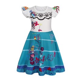 Jurebecia Girls Encanto Nightgowns Mirabel Princess Nightgown Kids Flutter Sleeve White Nightdress Pajamas Nightie Dress Sleepwear Size 6 6-7 Years