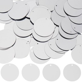 SUNNYCLUE 1 Box 80G Sequin Paillettes Silver Flat Round Sequins Bulk 30mm Plastic PVC Iridescent Applique Art Glitters Loose Hole Embellishment Sequin for Sewing Craft DIY Embroidery Ornament Supplies