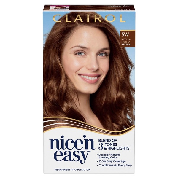 Clairol Nice'n Easy Permanent Hair Color, 5W Medium Mocha Brown, Pack of 1
