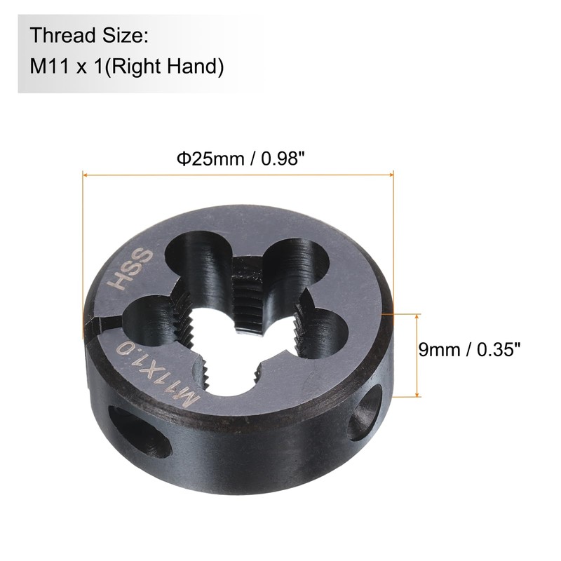 sourcing map Round Threading Die M11 x 1 Metric Thread