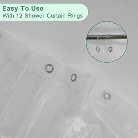 CAPASTEC 1 Set Shower Curtain with 3 Weight Magnet, Bath Curtain 180 x 200 cm Waterproof EVA Shower Curtain with 12 Shower Curtain Rings for Bathroom, Bathtub, Shower Cubicle, Clear