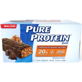 Pure Protein--High Protein Bar Chocolate Peanut Butter--Protein Bars--20 Grams of Protein per Bar--Gluten Free--6-1.76-Ounce Bars