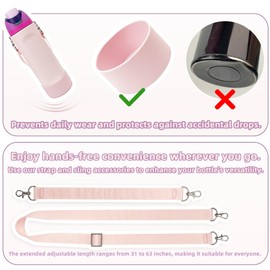 Silicone Boot Set for Cute Owala Water Bottle 32 oz - Includes Non-Slip Sleeve, Shoulder Strap & Handle Strap, Perfect Owala Accessories, Fits Owala Tumbler, Owala Free Sip, Pink owala (Pink)