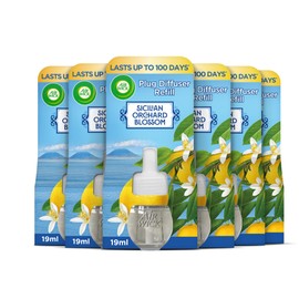 Air Wick |Sicilian Orchard Blossom|Plug In Electrical Air Freshener Refills| 19ml |Pack of 6 |Lasts up to 600 days