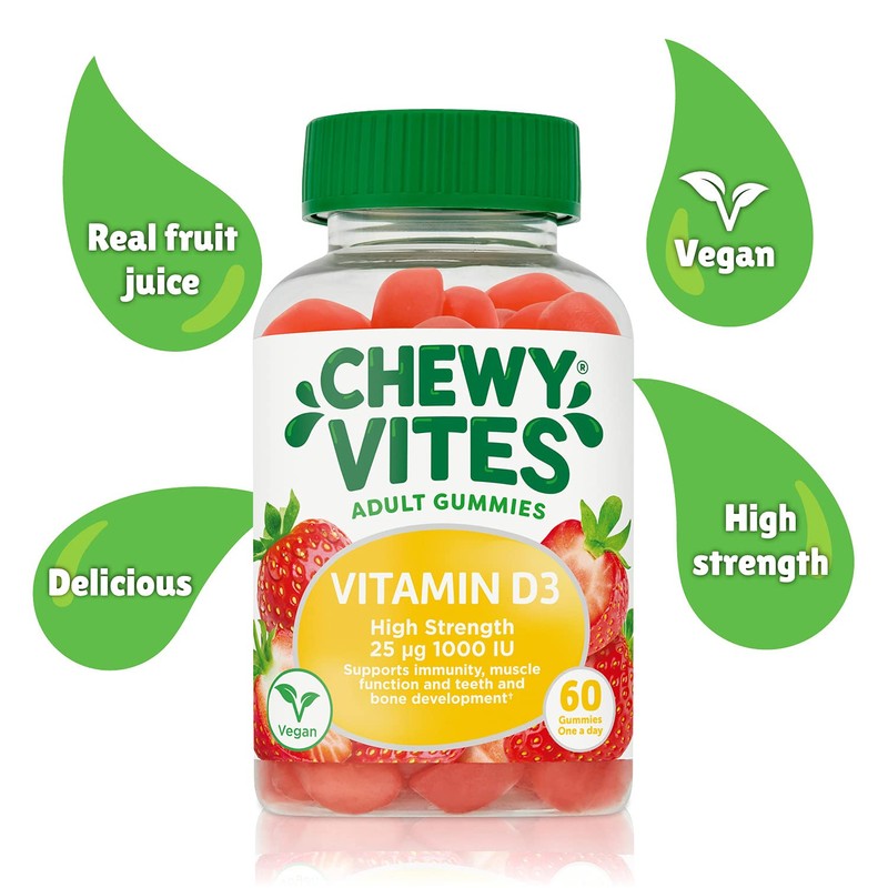 Chewy Vites Adults, High Strength Vit D3 60 Gummy Vitamins,