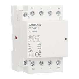 Baomain 220V AC 4-Pole Modular Contactor, 40A 2NO2NC Normally Open + Normally Closed, DIN Rail Mount for HVAC, Motor, Pump & Lighting Control BCT-40/22-220VAC