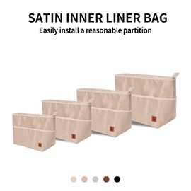 SDANG Purse Organizer Insert with Zipper – Pink Handbag & Tote Bag Organizer | Bag-in-Bag Insert with Pockets for Purses, Totes & Travel (Beige, Large)