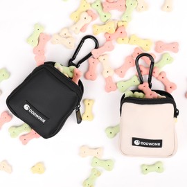 COOWONE Dog Treat Pouch 2 PCS, Waterproof Small Dog Treat Bag for Leash, Hands Free Dog Walking Bag with Carabiner, Dog Poop Bag Holder for Pet Puppy Travel or Outdoor Use, Zipper Closure to Avoid Spilling