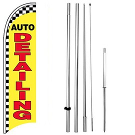 AUTO Detailing - Windless Feather Swooper Flag Banner Sign Kit yb-h