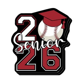 (3 PCS) Senior 2026 Baseball Stickers, Graduation Cap Class of 2026 Waterproof Decals for Laptops Water Bottles Cars, Cute Vinyl Gift for Baseball Seniors 3 Inches