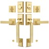 Moquin Double Front Door Lock Set, Brushed Gold Square Front