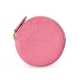 Bonaventura Round Coin Case Shrink Leather, azare pink