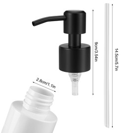 Soap Pump 2 Soap Dispenser Pump Head, Stainless Steel 304 Soap Dispenser Replacement Pump, with 2 Thread Bottles, Soap Dispenser, for Bottles with 28 mm Thread, for Liquid Soaps, Shampoos, Detergents