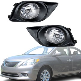 labwork Luces antiniebla de parachoques delantero de repuesto para Nissan Versa Sedan 2012-2014, luces antiniebla de conducción del lado del conductor y del pasajero, con interruptor de lente transparente y kit de cableado 26155-9B91C 26150-9B91C