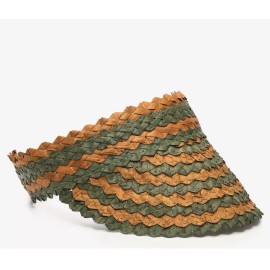 Vince Camuto NWT VINCE CAMUTO Woven Straw SUN VISOR Hat NATURAL/ Dark Green Striped $42