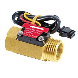 GREDIA G1/2" Water Flow Sensor Thread Female to Male Brass Switch Hall Effect Liquid Flowmeter Fluidmeter Counter BSP 1-25L/Min（50 mm in Total Length）