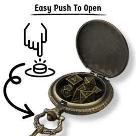 Galdor's Guild Travel DND Pocket Watch & Mini Metal Polyhedral Dice Set 6mm | Great Tiny Case & Watch for RPG, Tabletop and Board Games Like Dungeons & Dragons & Warhammer for Any DM
