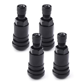 Biglumin Pack of 4 Metal Tyre Valves Aluminium Universal Valves Rim Valves Vacuum Tyre Valve Made of Aluminium Alloy 11.3 mm Flat Car Tyre Valve Black for Cars, Motorcycles, Electric Vehicles