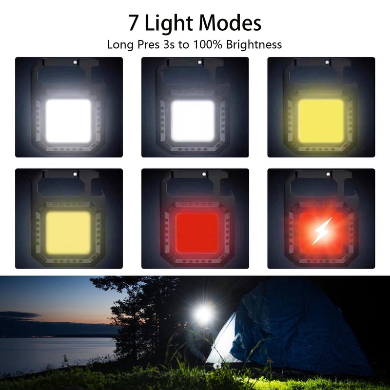 COB Keychain Work Light - Keychain Flashlights 7 Light Modes