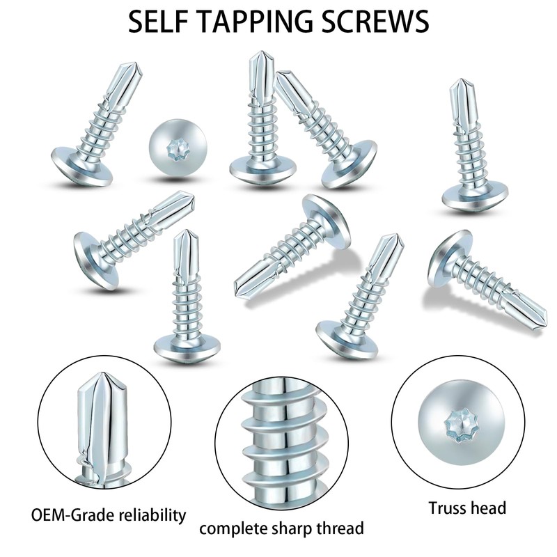 Enclosed Trailer Self-Tapping Screws #10 x 3/4" Zinc-Plated Self-Drilling Metal,