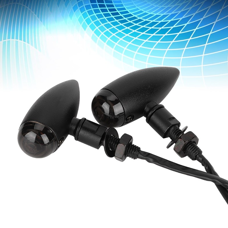 Retro Bullet Motorcycle Taillights Brake Turn Signal Light Indicator Black