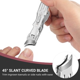 Slanted Toe Nail Clippers for Thick Nails, Large Toenail Clippers for Elderly Thick Toenails with Wide Jaw Opening, Heavy Duty Long Handle Sharp Nail Clippers Cutter for Men Women Gifts with File