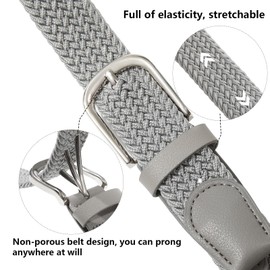 AWAYTR Kids Elastic Braided Belt - Pin Buckle Stretch Golf Baseball Belts for Boys and Girls Aged 4-12 Years (Gray)