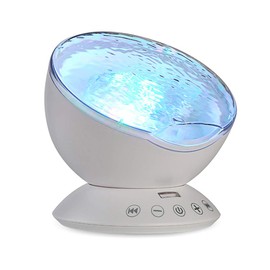 TOMNEW Ocean Wave Projector Sound Machine, Night Light Projector with Remote Control Timer 7 Colors LED Lighting Modes Water Lamp for Kids Adults Bedroom Living Room Party Decorations Gift (White)