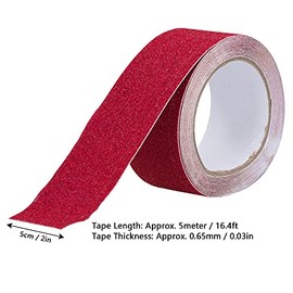 Cinta antideslizante, cinta de agarre para escaleras, pisadas, exteriores, interiores, impermeable, cinta de fricción, antideslizante, tiras antideslizantes de seguridad, 5 x 5 cm, color rojo