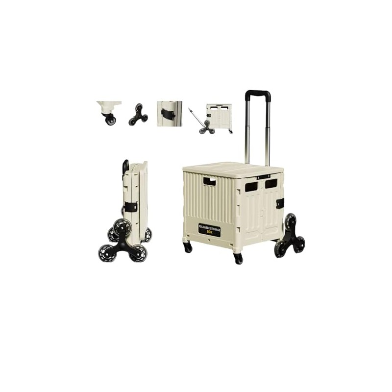 Collapsible Rolling Crate, Heavy Duty Plastic Cart with Wheels, 80