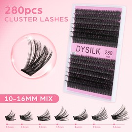 DYSILK Volume Lash Clusters - Fluffy Lash Clusters D Curl Lash Clusters 280pcs DIY Lash Extension Individual Lashes Eyelash Clusters Wispy 10-16mm Mink Lash Clusters (80D-D Curl-10-16mm Mix)