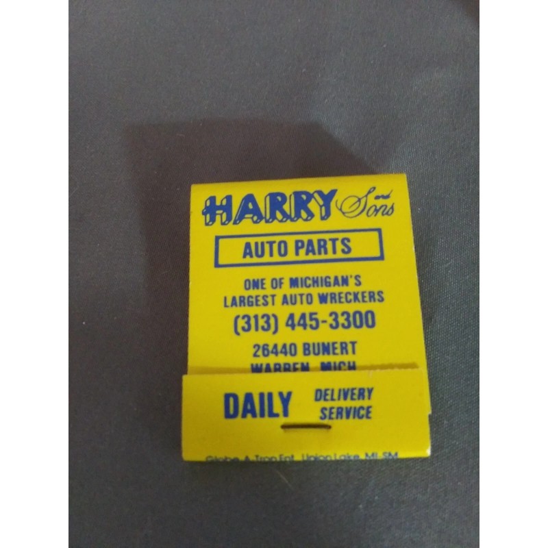 Vintage Matchbook HARRY & SONS Auto Parts Warren Michigan- Unstruck