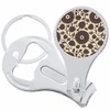 Brown Flower Pattern Nail Clippers Plus Bottle Opener Keychain