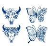 GZ638 639 Temporary Butterfly Flowers Tattoo Bull Skull Bull Antlers