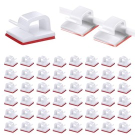 50 Piezas Organizador de Cables Autoadhesivo, Soportes de Cable Autoadhesivos, Administracin de Cables Blancas                                        