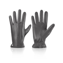 vislivin Winter Gloves Men's Leather Gloves Full Hand Touchscreen Gloves Warm Leather Gloves, gray