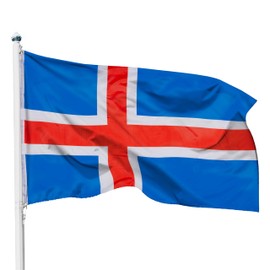 PHENO FLAGS Iceland Flag - Iceland Flag 90 x 150 cm with Brass Eyelets - Durable Flag for Flagpole - 100% Polyester
