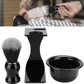 Men's Shaving Brush Set, 3 in 1 Hair Shaving Brush Shaving Soap Bowl Kit Acrylic Shaving Razor Holder Stand Home Barber Shave Kit Perfect for Men Gift