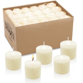 72 Packs Ivory Votive Candles, Unscented Small 1.5 Inch by 1.25 Inch Bulk Wax Candles for Wedding, Party, Holiday & Home - 8 Hours Burn