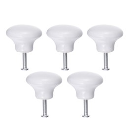 BESPORTBLE 5pcs Cabinet Hardware Handle Pull Round Ceramic Kitchen Cabinet Bar Knobs and Pull Closet Door Drawer Handles (White)